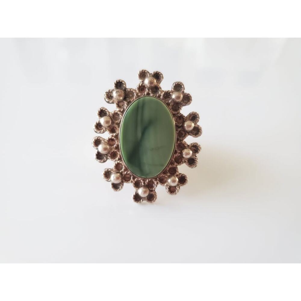 Vintage 1980s Taxco Agate Sterling Silver